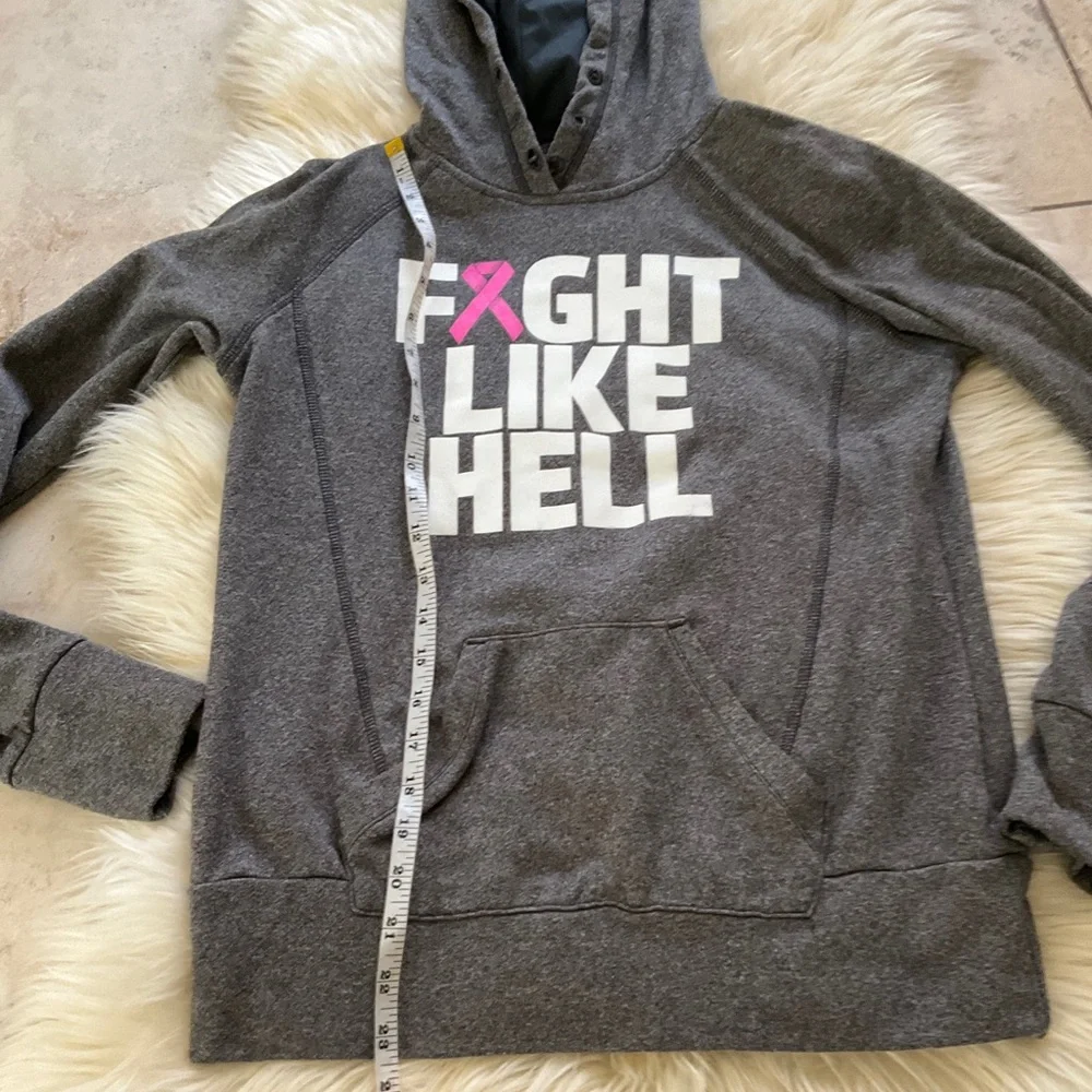 Adidas Ultimate Gray Hoodie "Fight Like Hell" Cancer Small - Picture 7 of 9